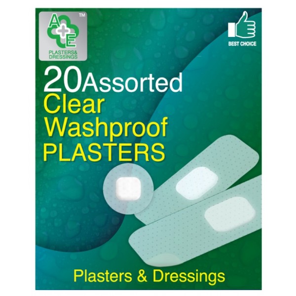 Clear Assorted Washproof Plasters 20's 