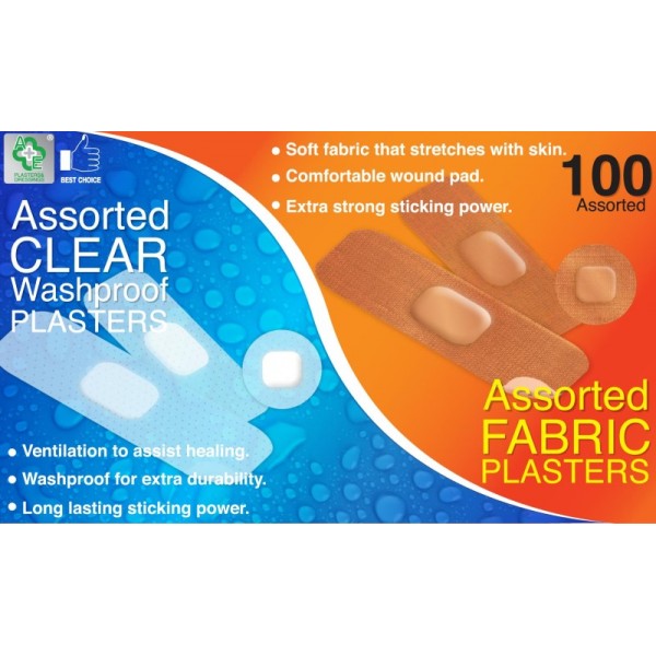 Fabric & Clear Assorted Plasters 100's