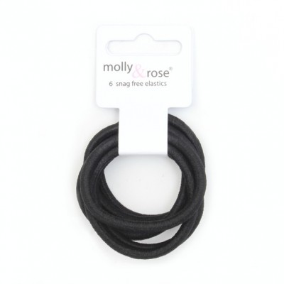 Elastic  / card of 6 thick black snag free elastics. 5mm (6)