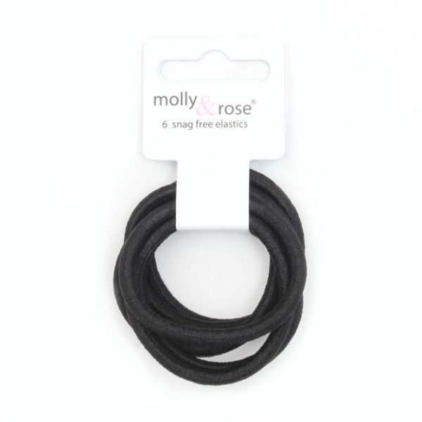 Elastic  / card of 6 thick black snag free elastics. 5mm (6)