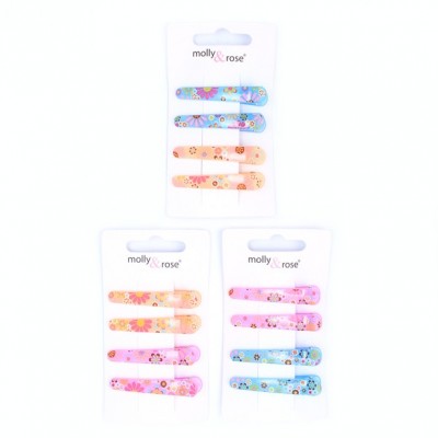 Clips / card of 4 floral print plastic clips 4.5cm (6)