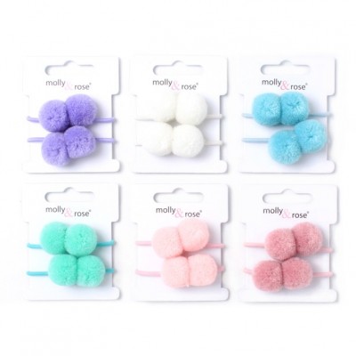 Elastics / card of 2 pom pom bobble elastics (6)