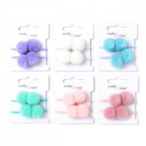 Elastics / card of 2 pom pom bobble elastics (6)