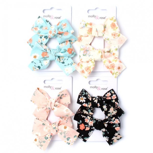 Floral Print Bow Clip - (4)