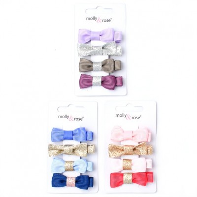 Clips / card of 4 ribbon bow clips (6)