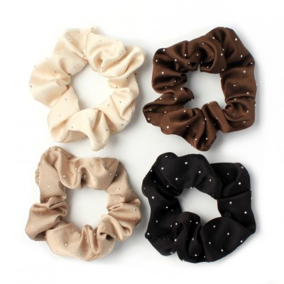 Scrunchie / diamante detail satin fabric. Neutrals. 10cm (8)