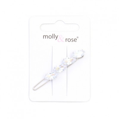Grip / oval crystal stone hairslide. 5cm (3)