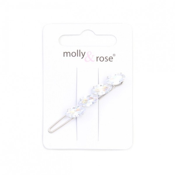 Grip / oval crystal stone hairslide. 5cm (3)