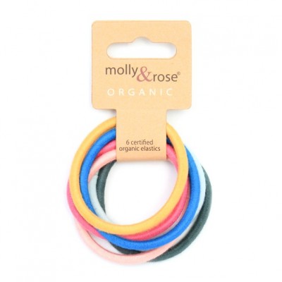 Elastics / card of 6 organic cotton 4mm elastics bright colour mix (6)