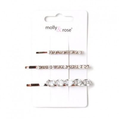 Grips / card of 3 diamante hairslides (4)