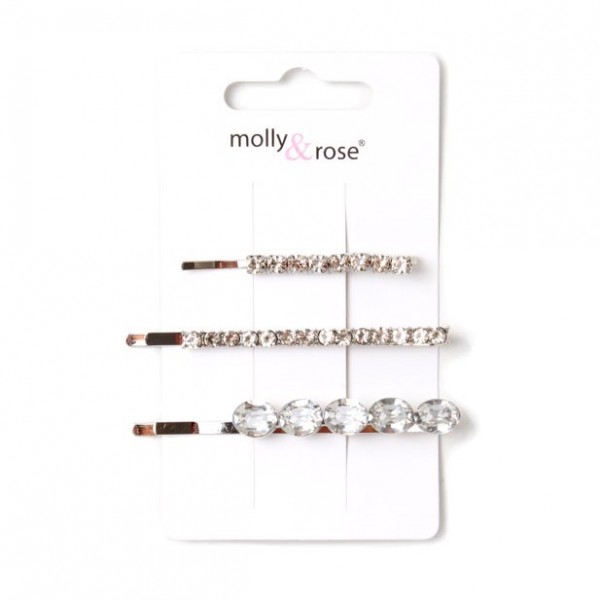 Grips / card of 3 diamante hairslides (4)