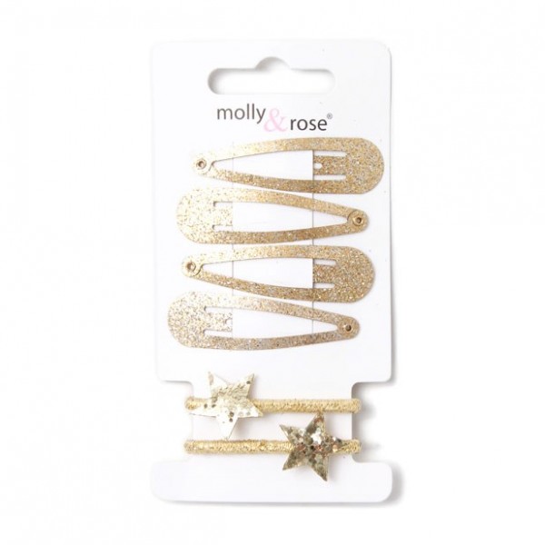 Card Of 4 Gold Glitter Sleepies & 2 Star Elastics Set