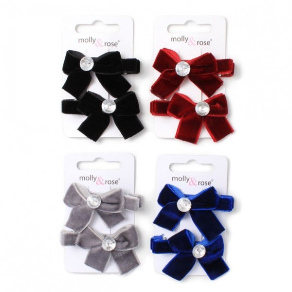 Clip / pair of velvet bow fork clips 5cm (8)