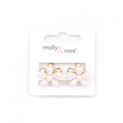 Clamp / pearl bead daisy hair clamps. Pair.1.5cm (6)