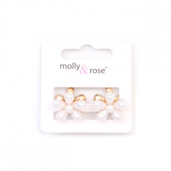 Clamp / pearl bead daisy hair clamps. Pair.1.5cm (6)