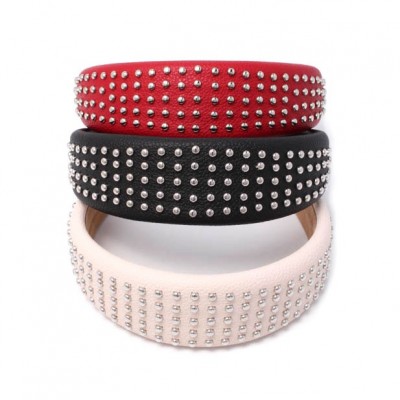 4cm Wide Studded Faux Leather Aliceband