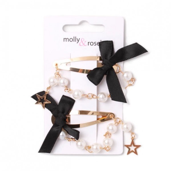 Card Of 2 Gold Sleepies With Bow & Bead Chain