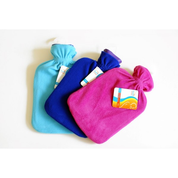 Hot water bottle with fleece cover