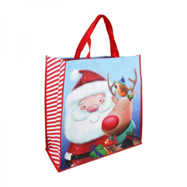 Santa & Reindeer Jumbo Sq Pp Woven (12)