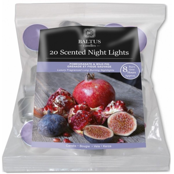 20pk 8hr Burn Night-lights Scented Pomegranate & Wild Fig  (24)