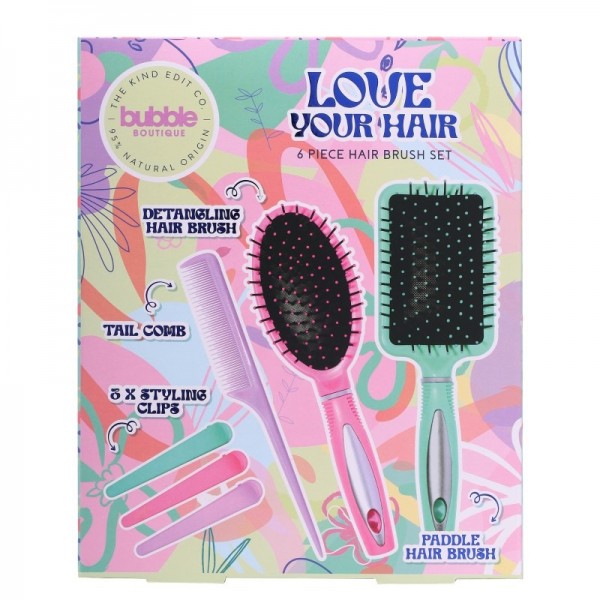 Bubble Boutique Love Your Hair 6pcs Hair Brush Set (6)