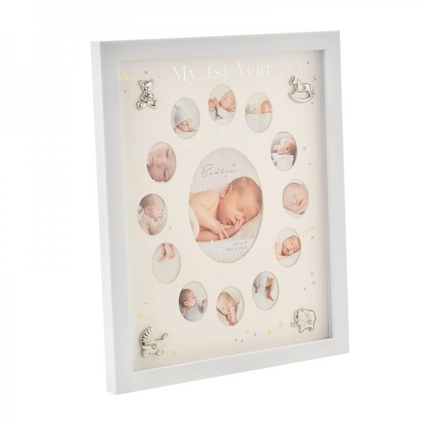 Bambino Multi Aperture 1st Yr Frame Silver Icons (3)