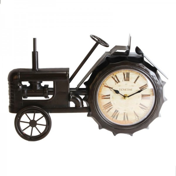 Hometime Mantel Clock - Black Tractor White Dial (2)
