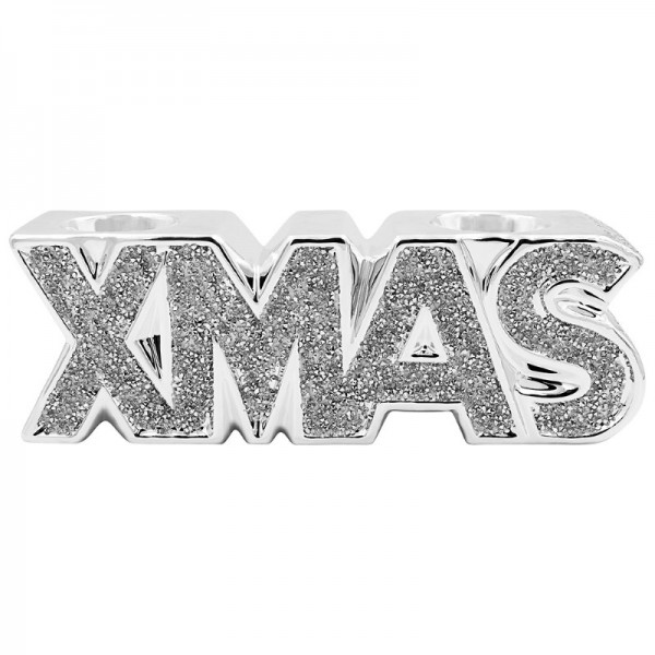 Silver Sparkle Xmas Candle Holder