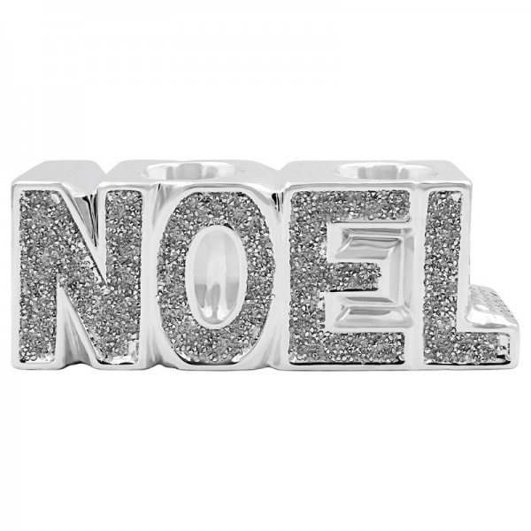 Silver Sparkle Noel Candle Holder