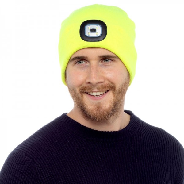 Adults Neon Yellow Led Hat