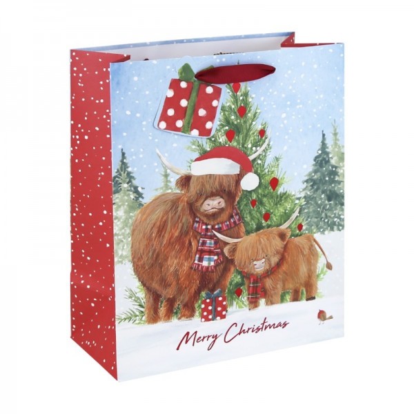 Highland Cow Wht Kraft Large Bag  (12)