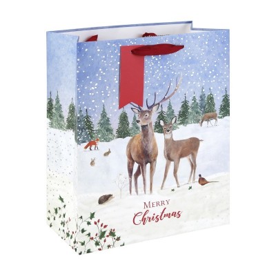 Winter Deer White Kraft Large Bag (12)
