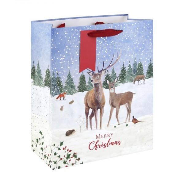 Winter Deer White Kraft Large Bag (12)