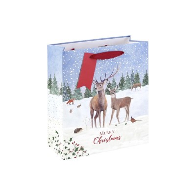 Winter Deer White Kraft Med Bag  (12)