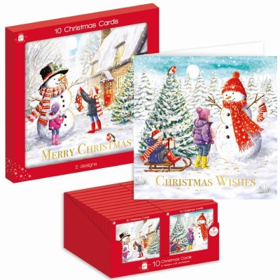 Cards Pk10 Sq Fam/snowman 2 Des (24)