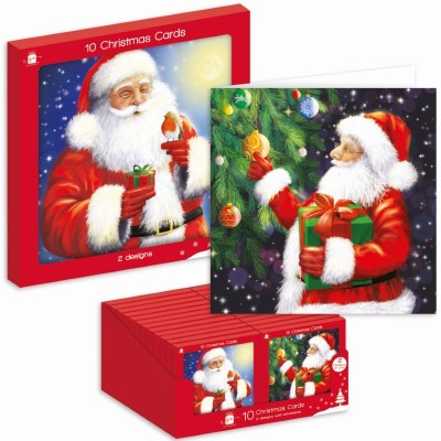 Cards Pk10 Sq Trad Santa 2 Des (24)