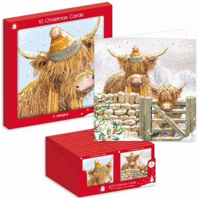 Cards Pk10 Sq Highland Cow 2 Des (24)