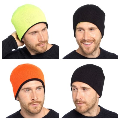Mens Neon Reversible Beanie
