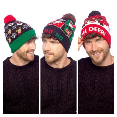 Adults Christmas Hat With LED Light & Pompom