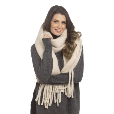 Ladies Cream Chunky Plain Scarf (6)