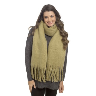 Ladies Khaki Chunky Plain Scarf (6)