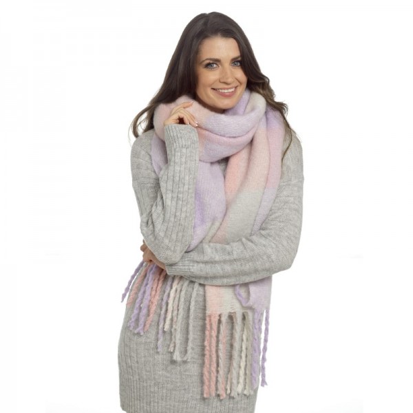 Ladies Multi Check Scarf With Tassel (6)