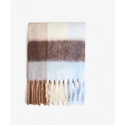 Ladies Brown Check Scarf With Tassel (6)