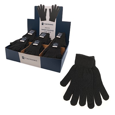Mens Black Magic Gloves In Display Unit