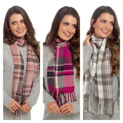 Ladies Check Scarf With Tassel (12)