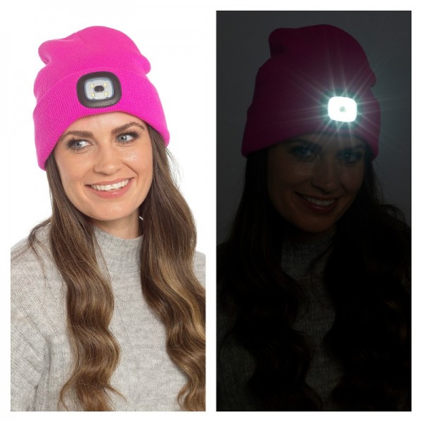 Ladies Neon Pink LED Beanie Hat (12)