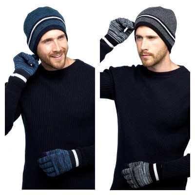 Mens Hat & Touchscreen Glove Set