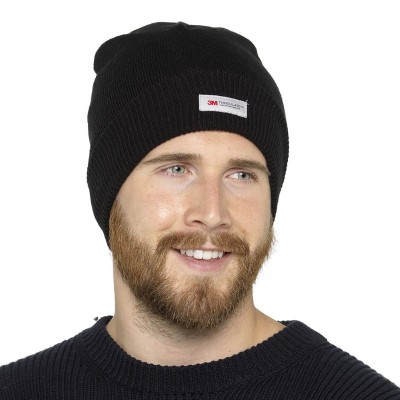 Mens Black Thinsulate Waterproof Beanie Hat