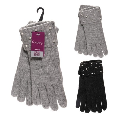 Ladies Gloves With Sequin Cuffs