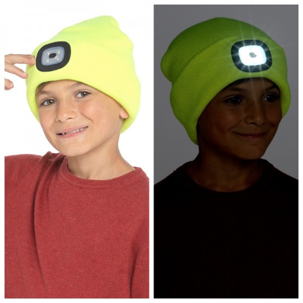 Kids Neon Yellow LED Hat (12)- Zero Vat